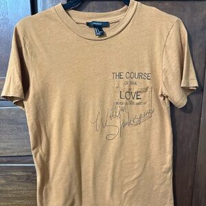 Forever 21 Tan Graphic T-Shirt – William Shakespeare Quote – Size Small